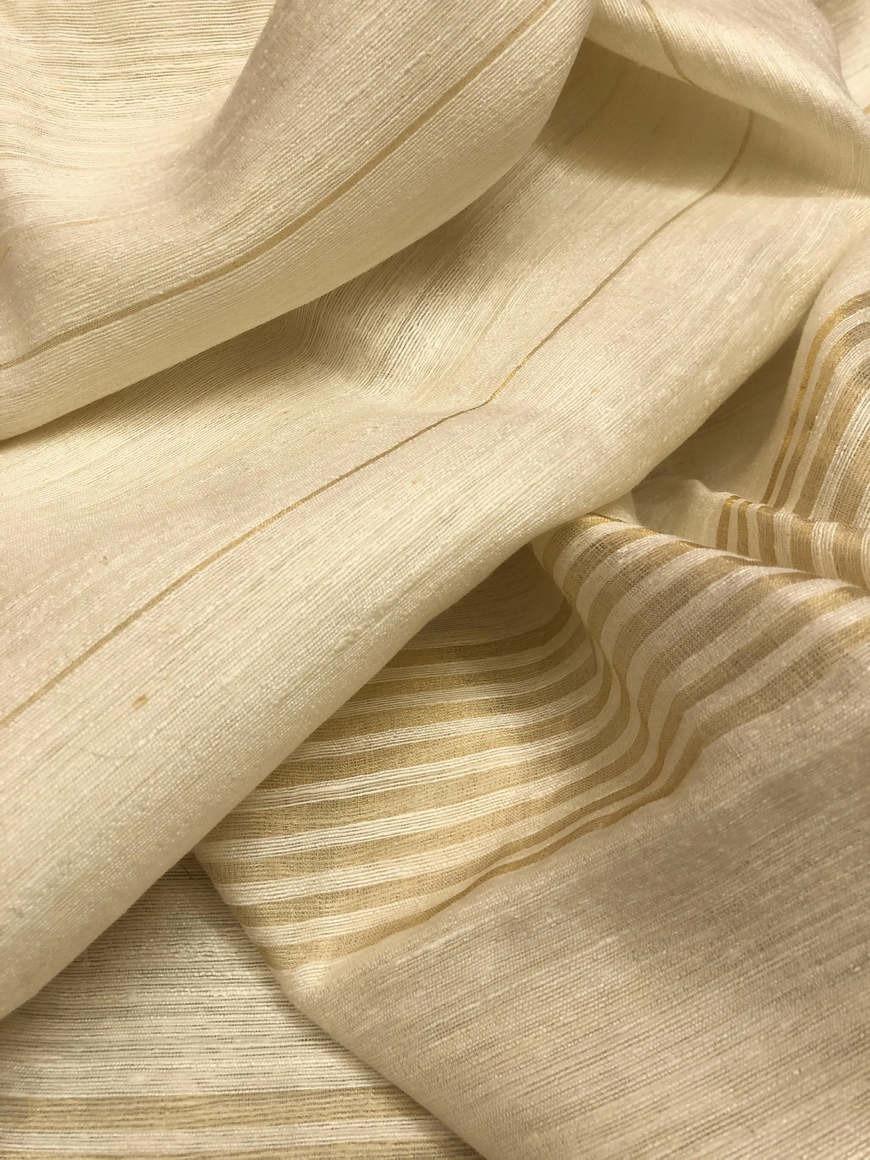 Offwhite Color Matka Silk Saree with Zari Stripes Work