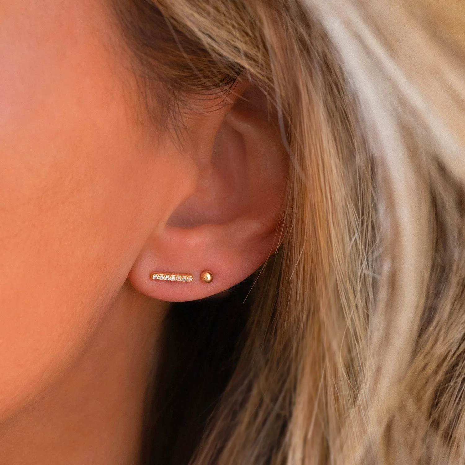 Pave Bar Studs | Gold