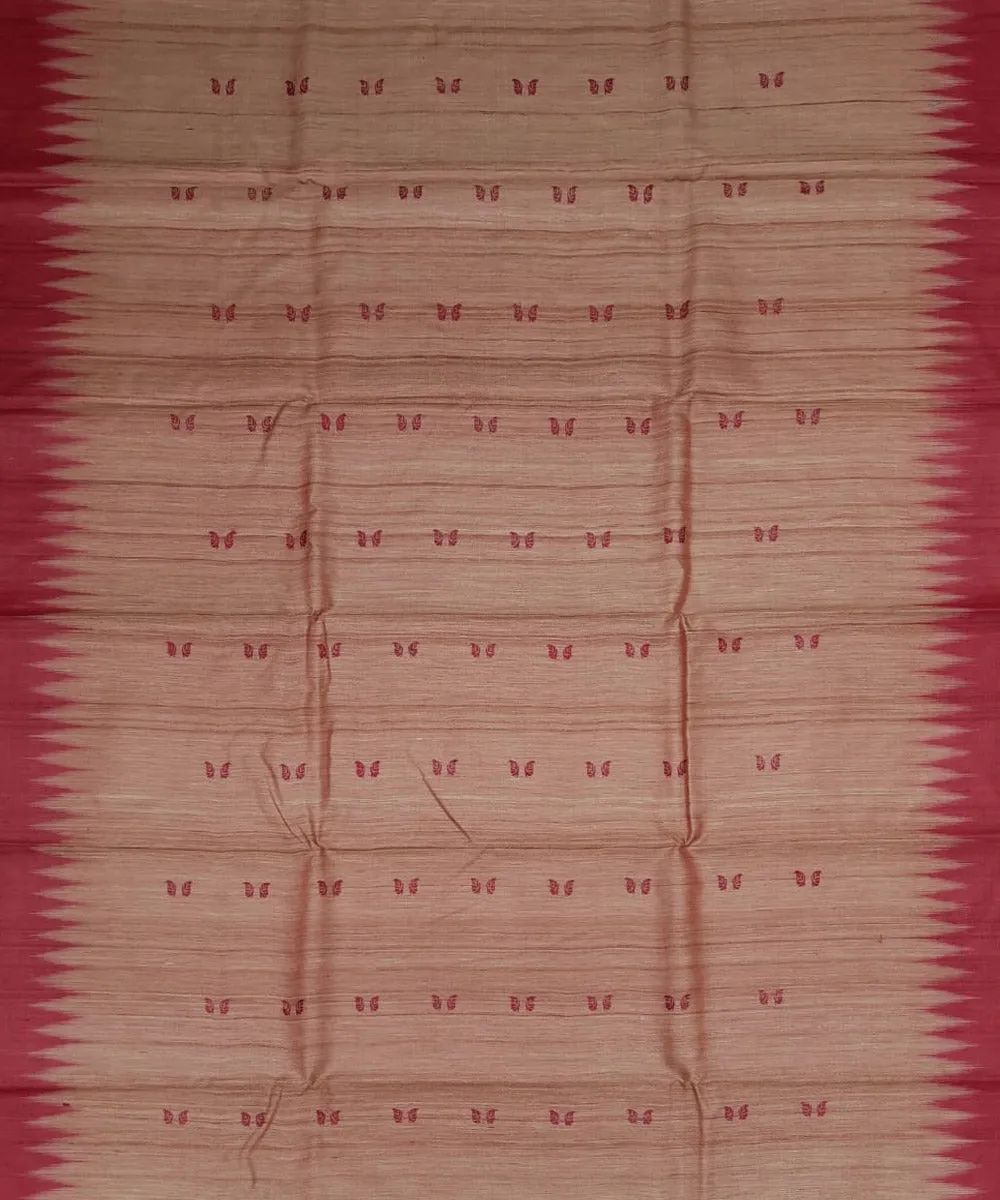 Peach red tussar silk handloom gopalpur saree