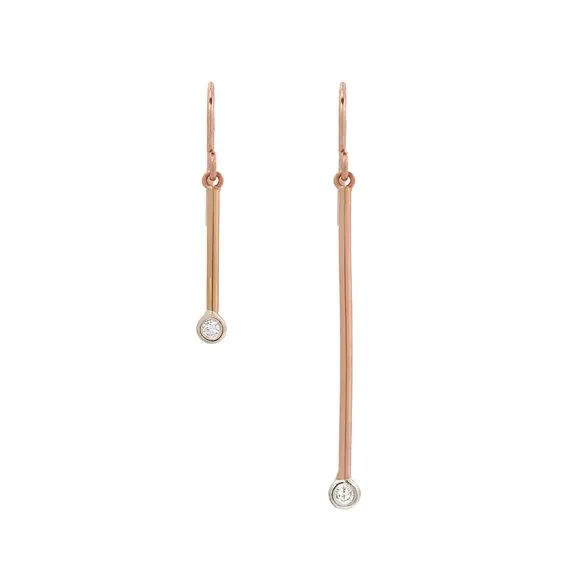 Pendulum Minimalist Rose Gold Diamond Earrings