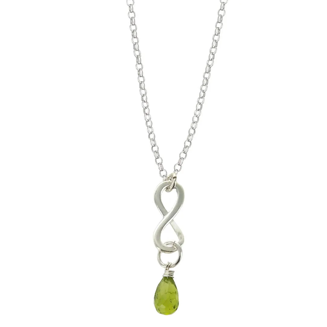 Peridot August Birthstone Infinity Necklace