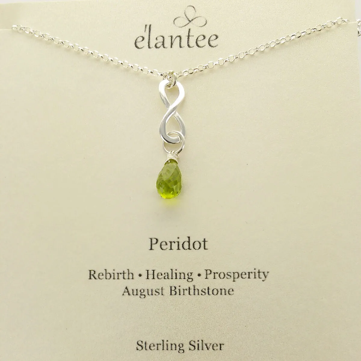 Peridot August Birthstone Infinity Necklace