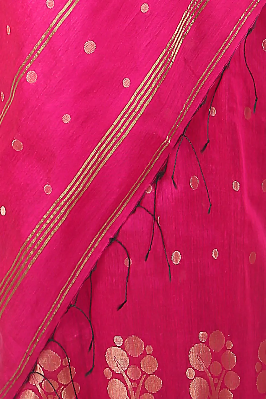 Pink bengal handloom extrawefts work saree