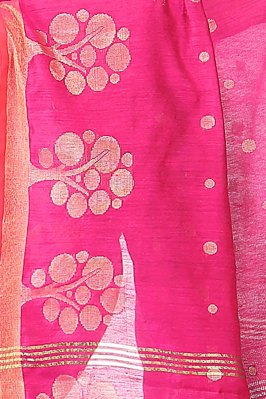 Pink bengal handloom extrawefts work saree