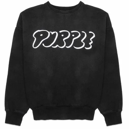 Purple Brand Outline Hwt Fleece Crewneck (Black) P402-HBBO124