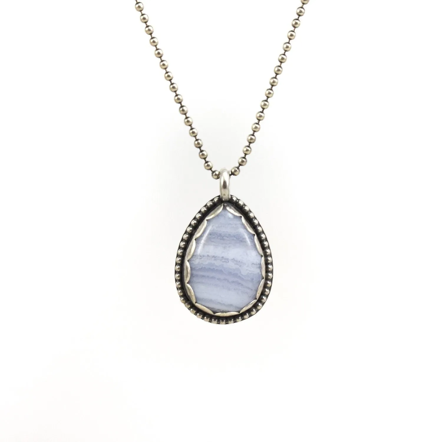 Purple Lace Agate Teardrop Pendant - Blue Lace Agate - .925 Sterling Silver Pendant - Blue Lace Agate Pendant