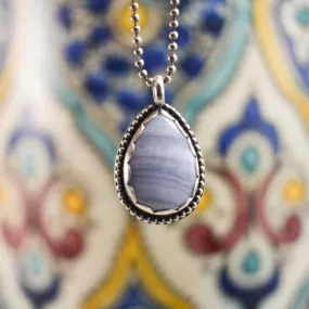 Purple Lace Agate Teardrop Pendant - Blue Lace Agate - .925 Sterling Silver Pendant - Blue Lace Agate Pendant