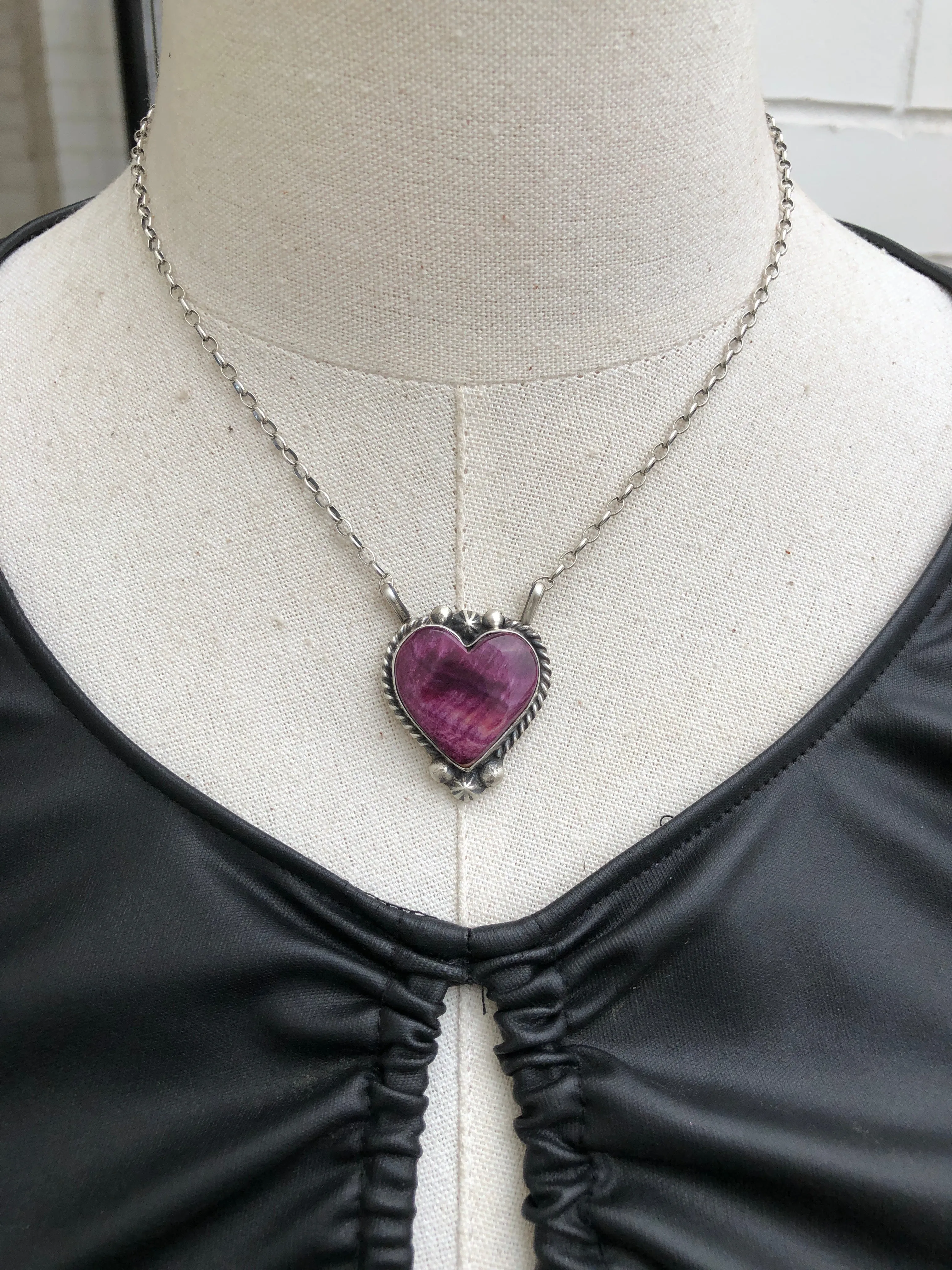 Purple Spiny Heart Necklace #24