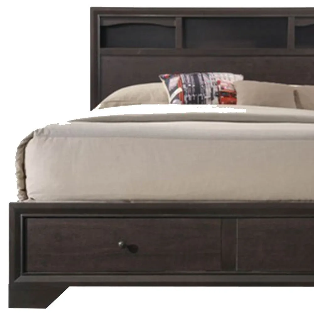 Rich Espresso Finish Queen Bed With Storage