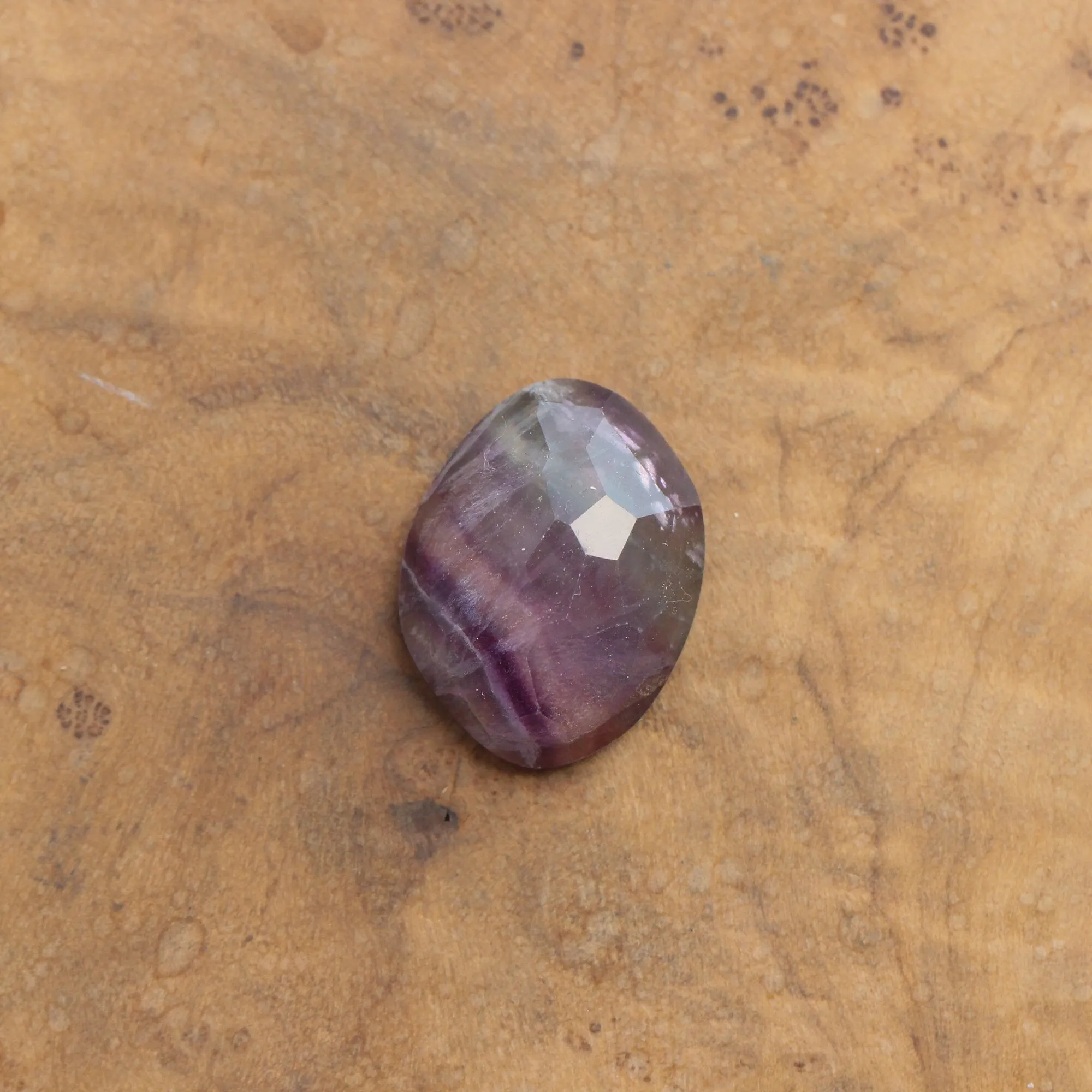 Rose Cut Rainbow Fluorite Pendant - Silversmith - Purple and Green Fluorite Pendant