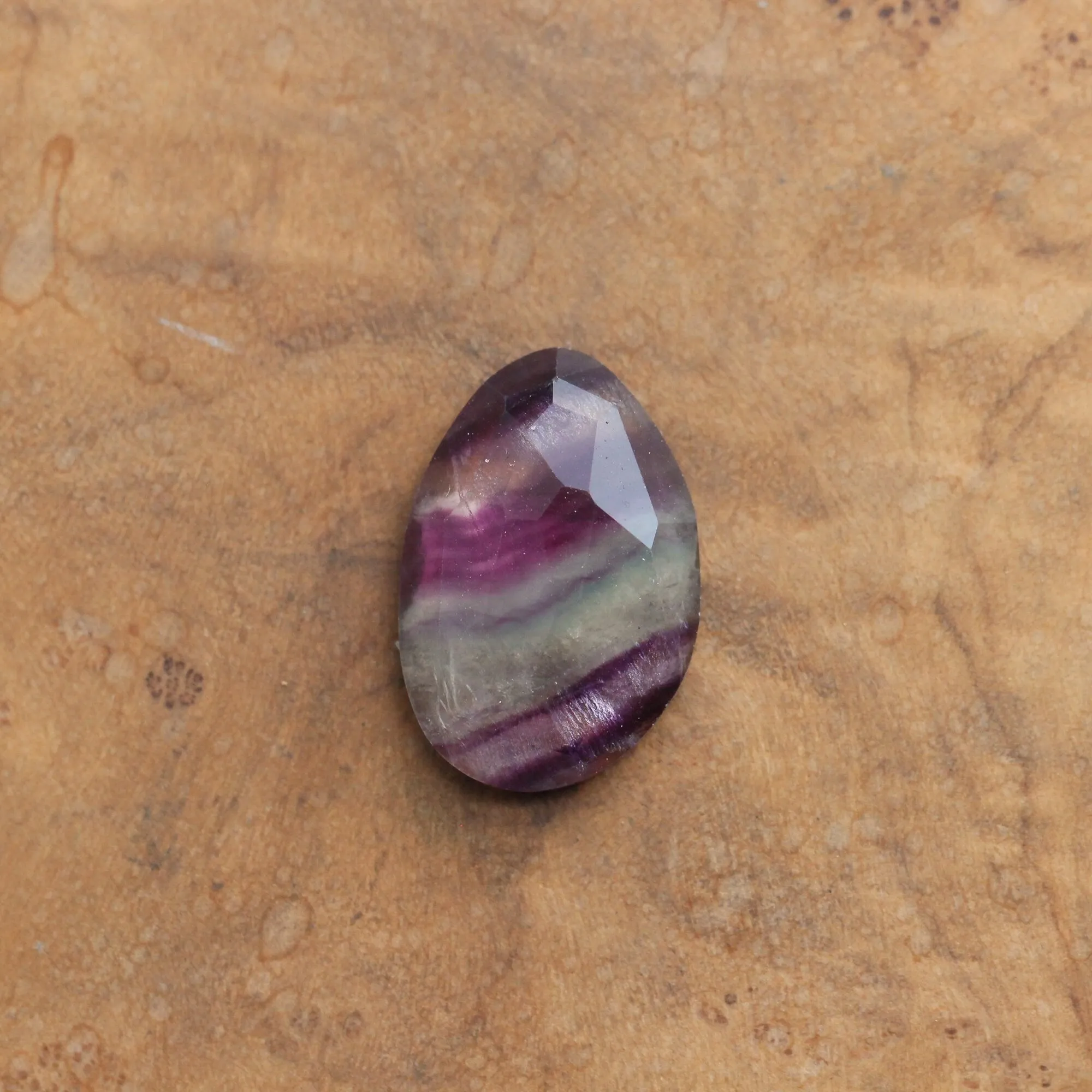 Rose Cut Rainbow Fluorite Pendant - Silversmith - Purple and Green Fluorite Pendant