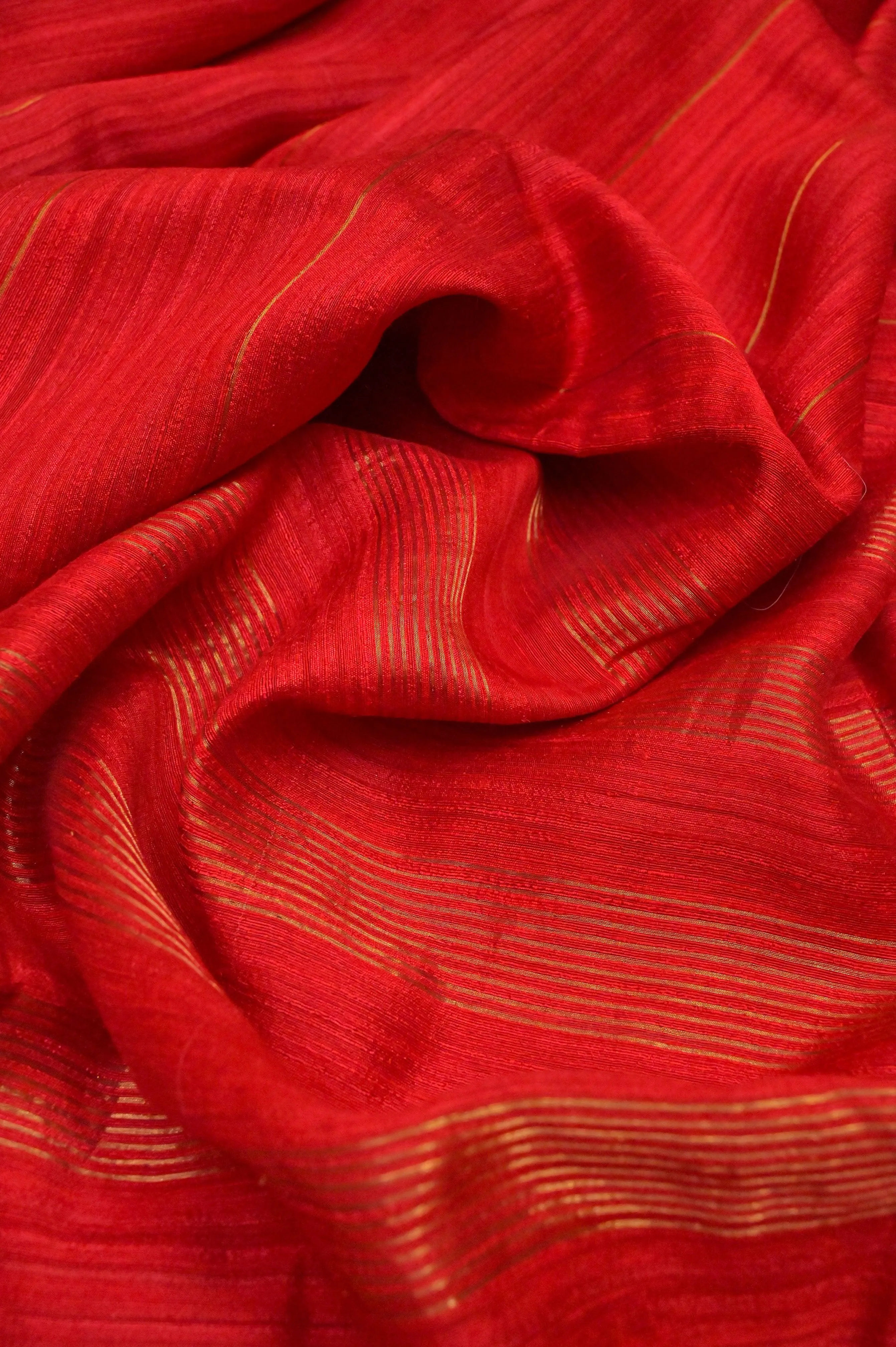 Royal Red Color Matka Silk Saree with Zari Work Stripes