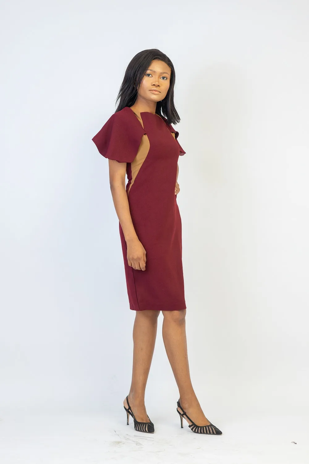 Rukky Cape Dress - Wine