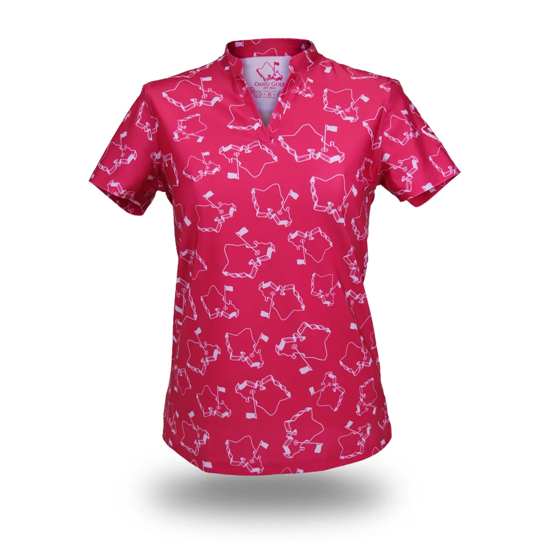 Scattered Islands Rubine Red - OGA Women's Polo - Rubine Red