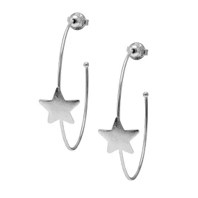 Sheila Fajl Ursa Single Star Statement Hoop Earrings in Silver Plated