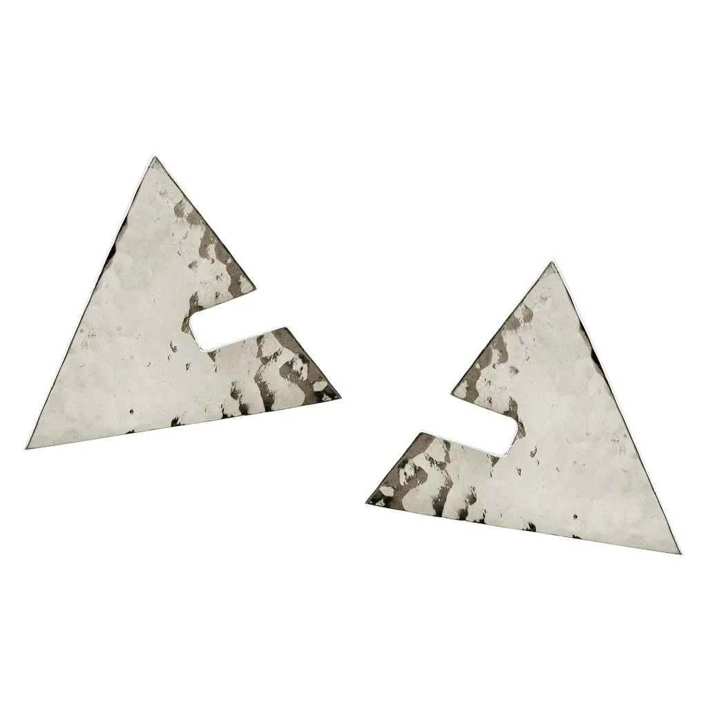 Silver Cut Out Triangle Post Earrings