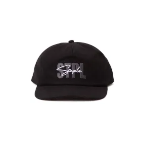 STAPLE  SCRIPT EMBROIDERED CAP (BLACK)