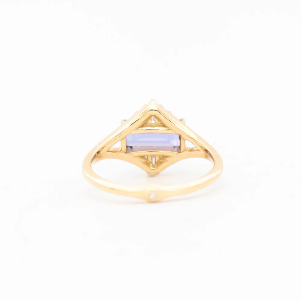 Tanzanite and Baguette Diamond Pyramid Ring