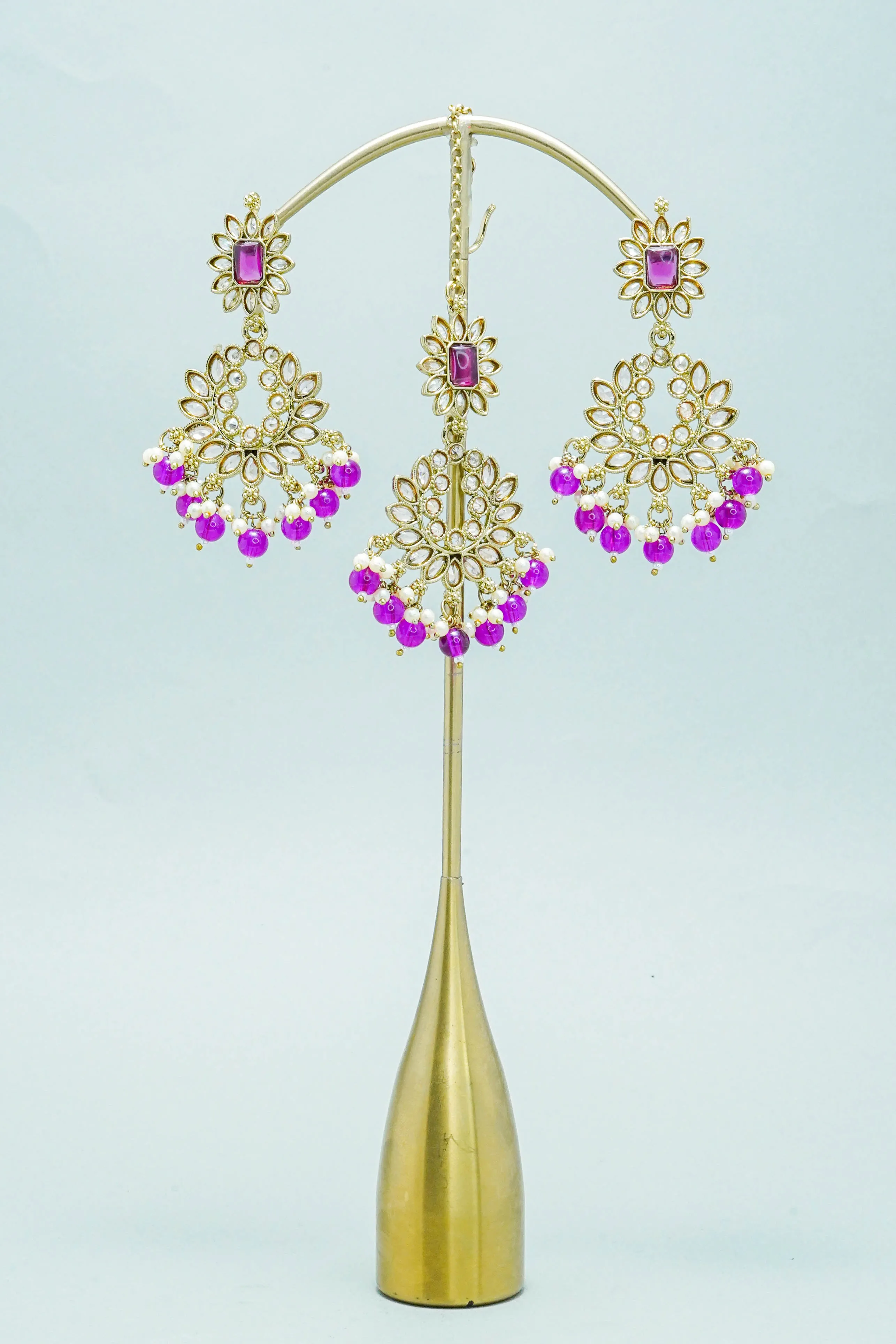 TARA POLKI EARRINGS WITH TIKKA