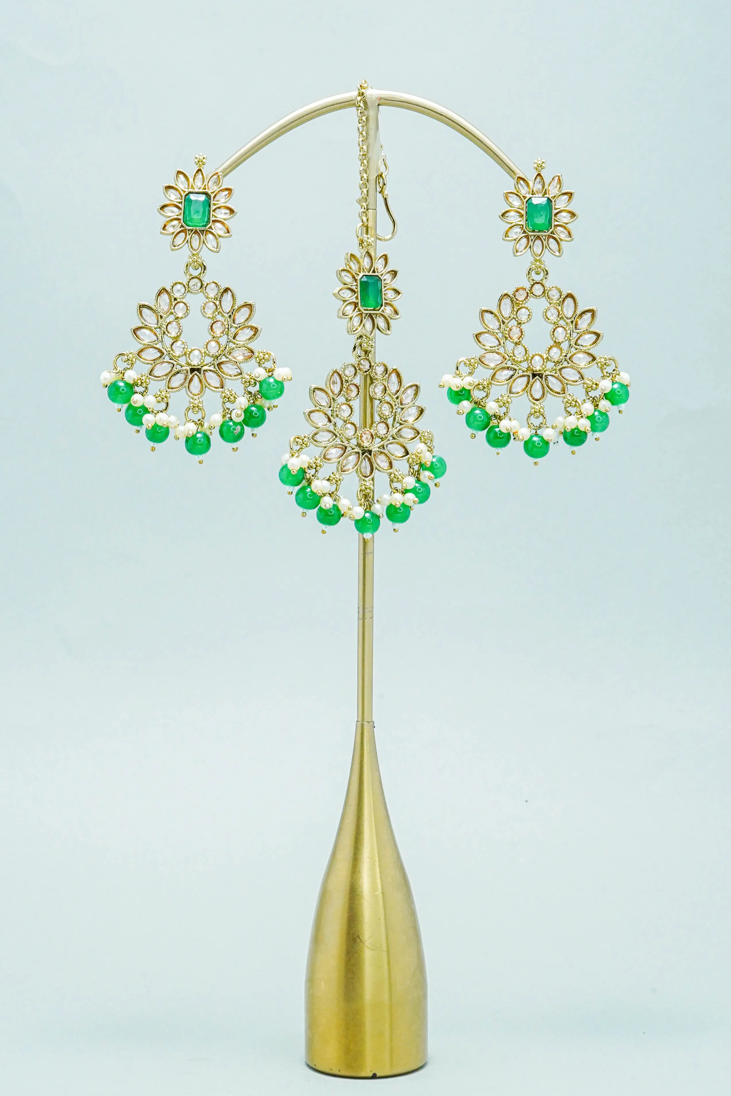 TARA POLKI EARRINGS WITH TIKKA