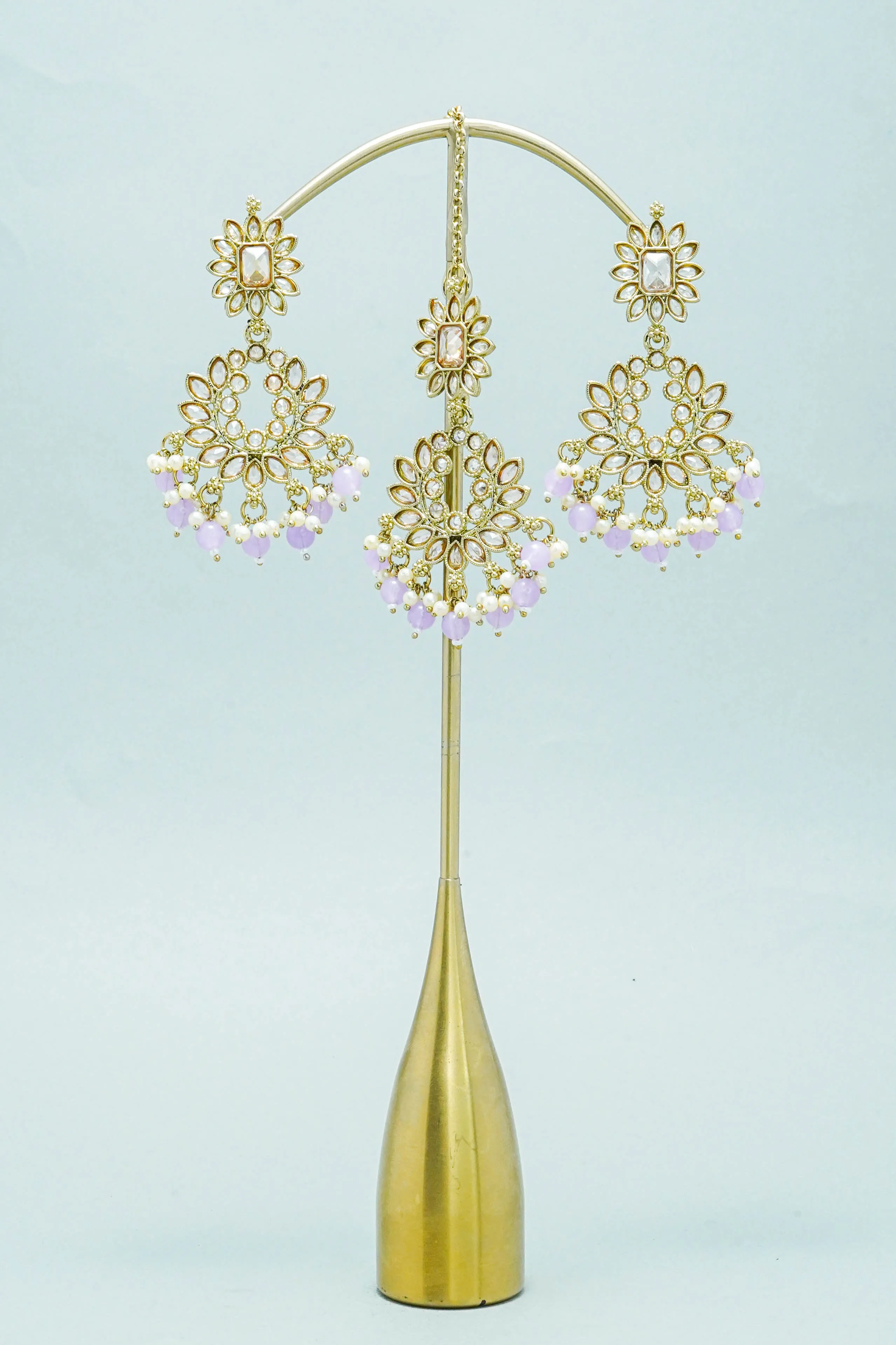 TARA POLKI EARRINGS WITH TIKKA