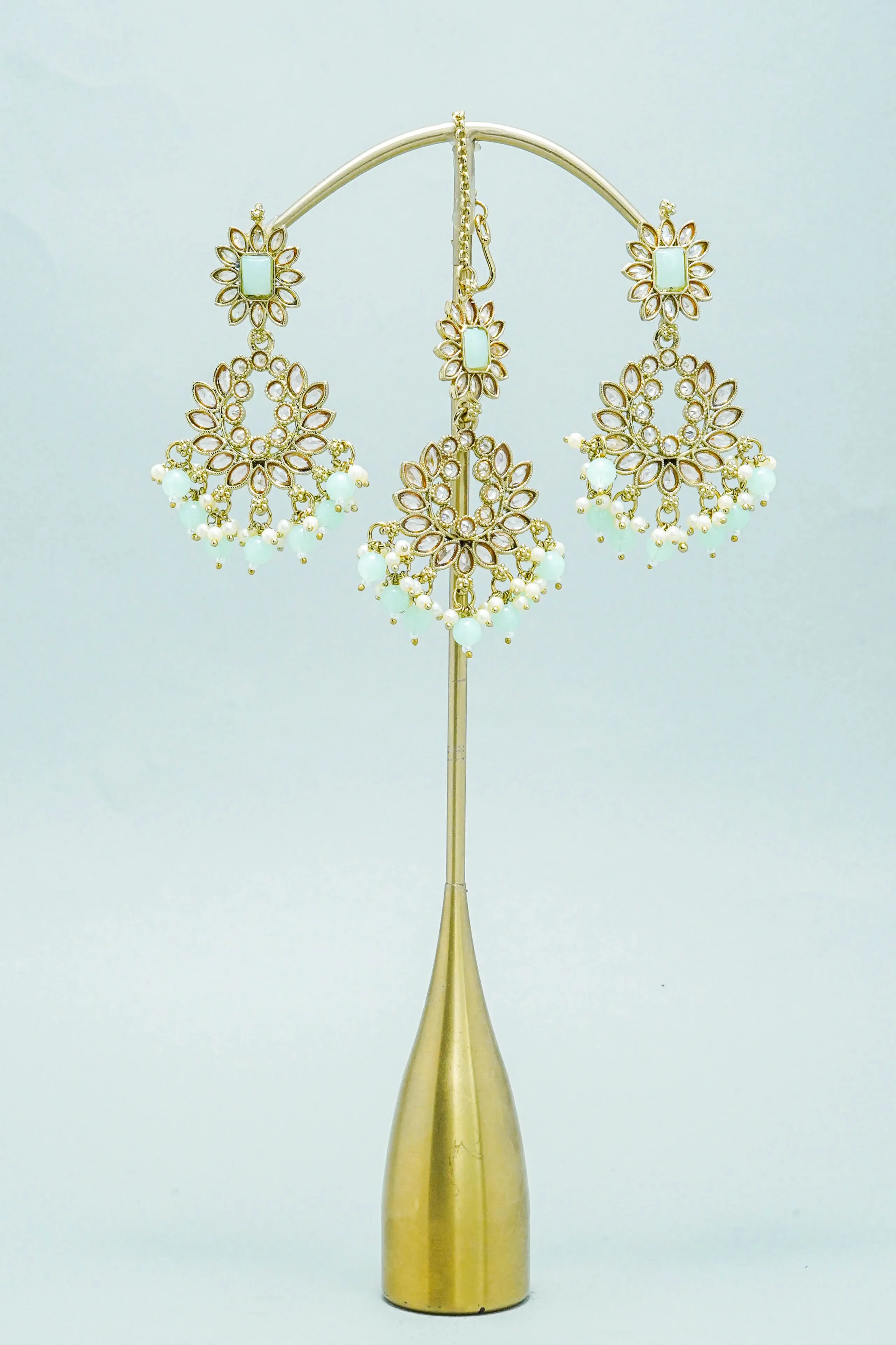 TARA POLKI EARRINGS WITH TIKKA