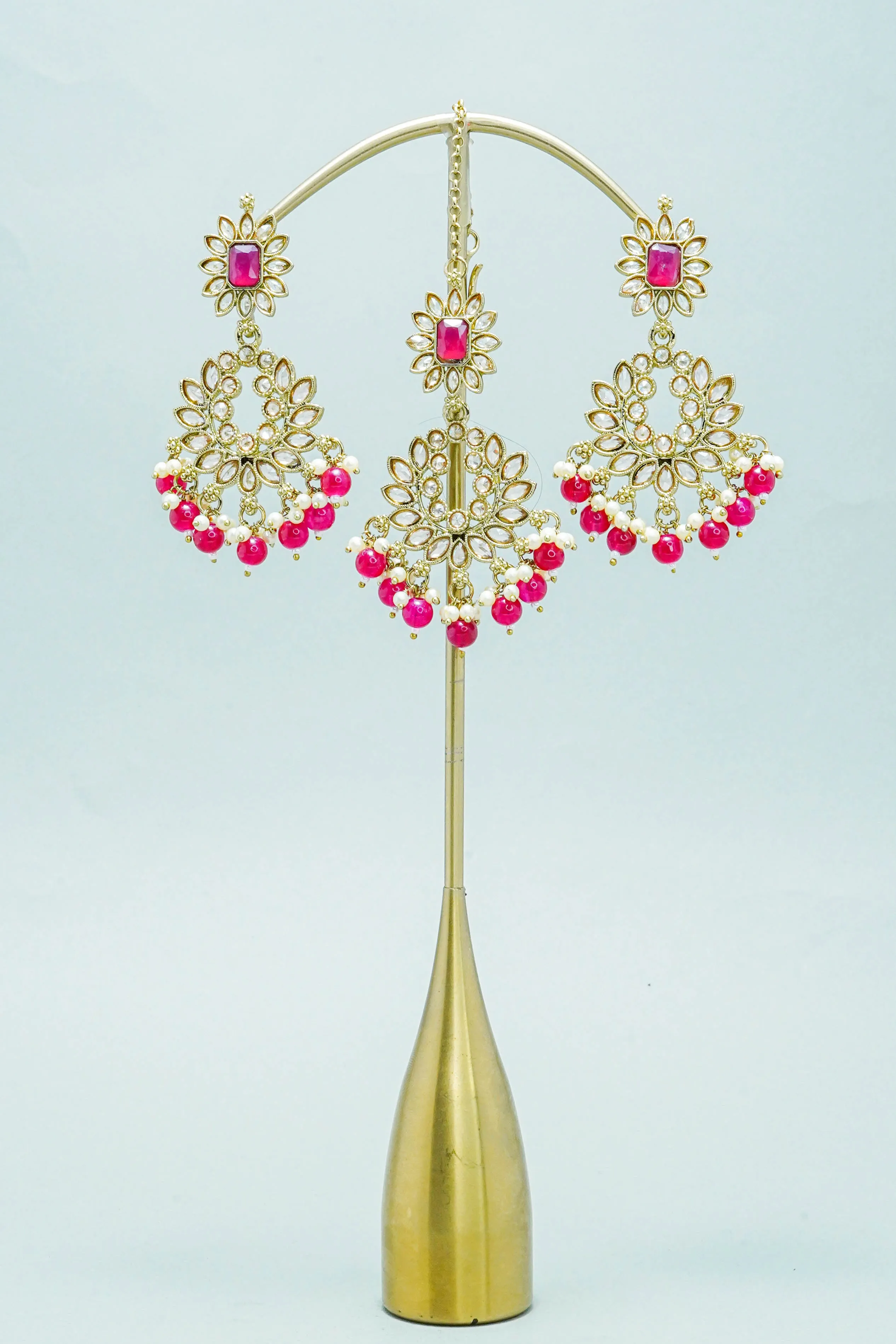 TARA POLKI EARRINGS WITH TIKKA