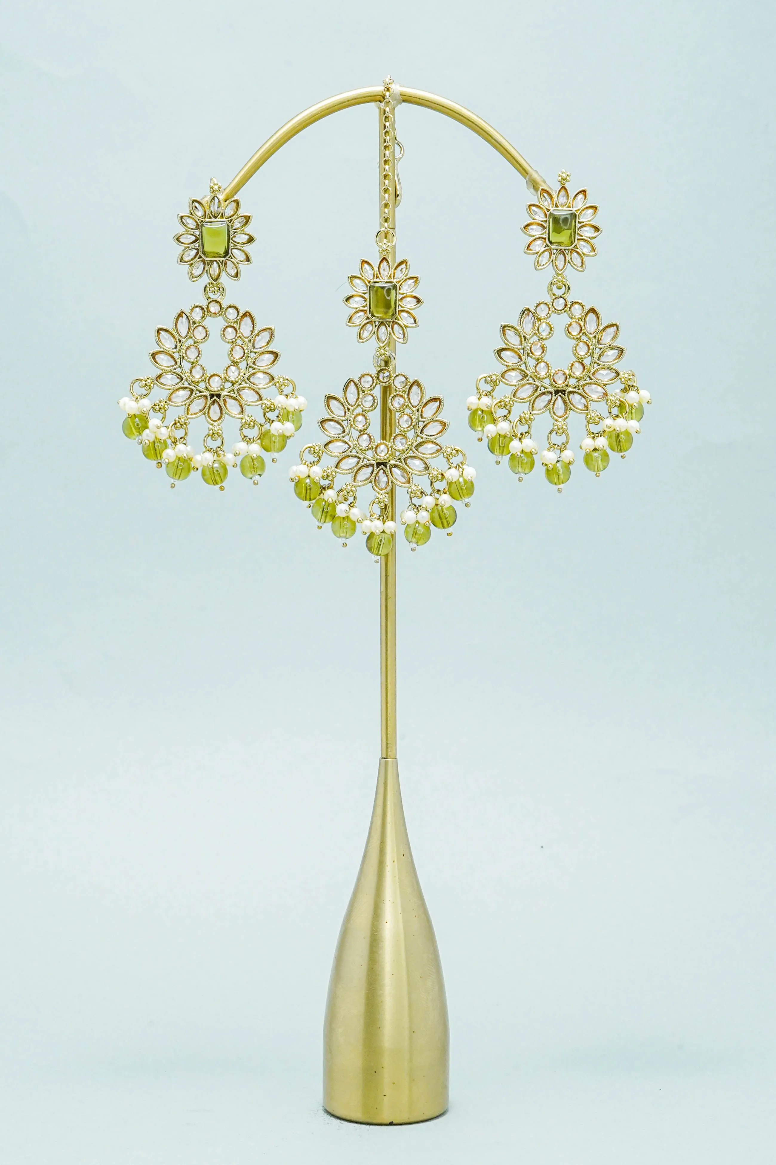 TARA POLKI EARRINGS WITH TIKKA