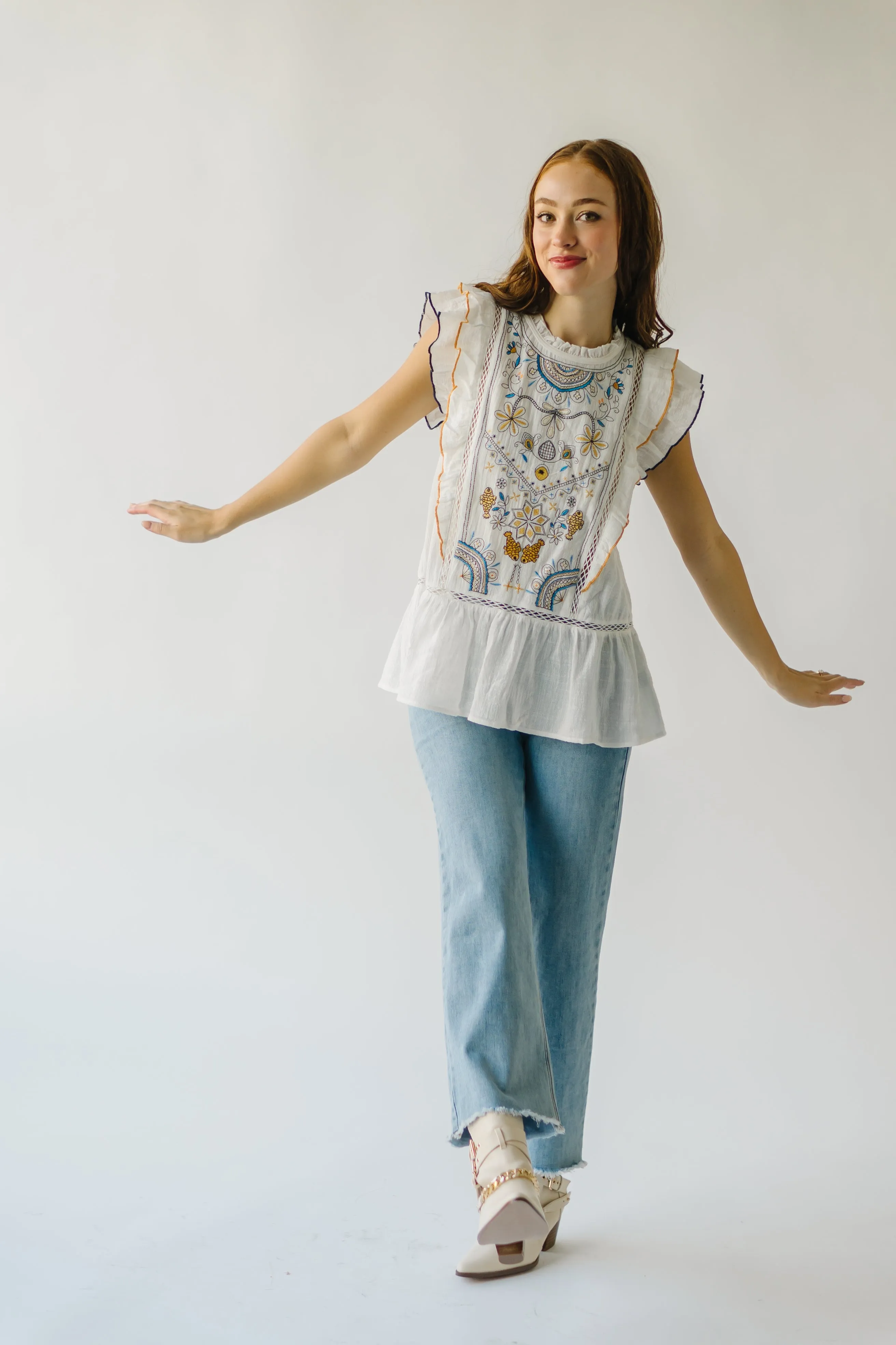 The Kimmell Embroidered Blouse in White