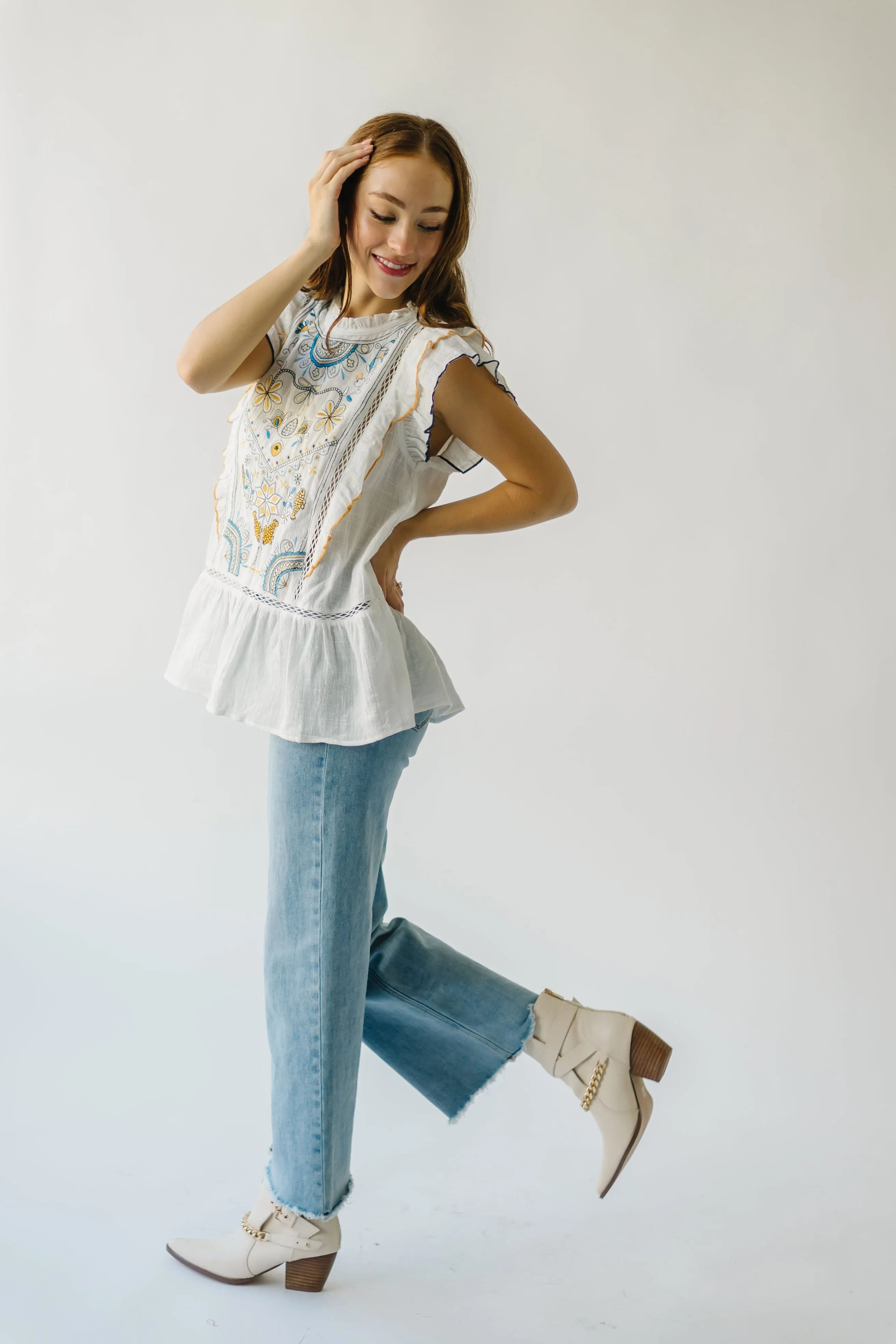 The Kimmell Embroidered Blouse in White