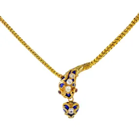 Victorian Diamond & Enamel Snake Necklace