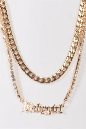 Wholesale "Babygirl" Chunky Necklace - Gold