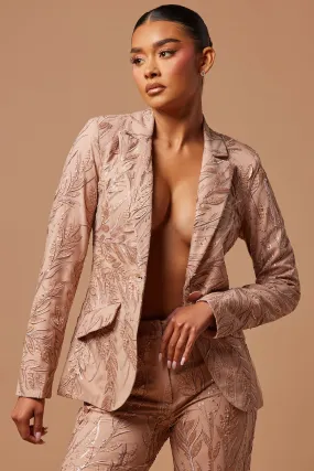 Willa Sequin Embroidered Blazer - Mocha