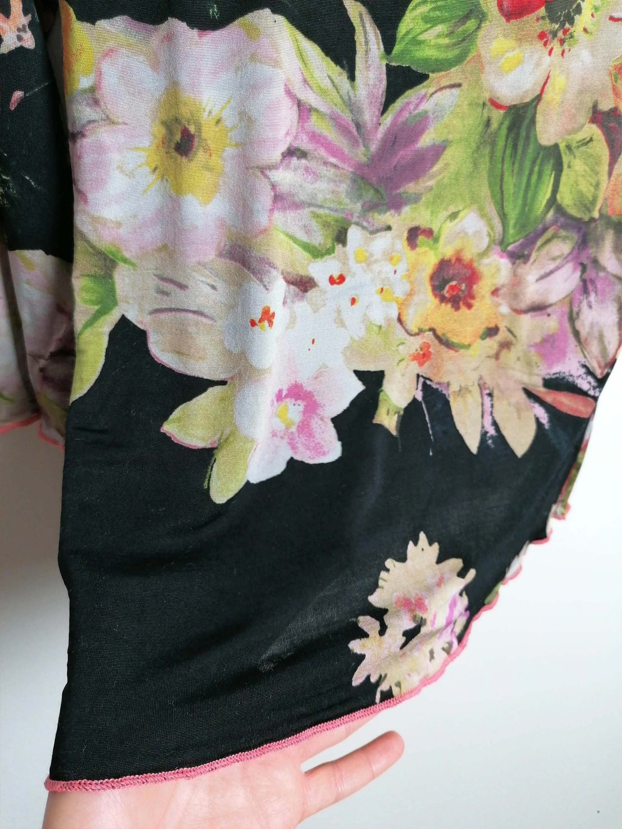 Y2K Stretch Blouse Flowers Pattern - size S-M