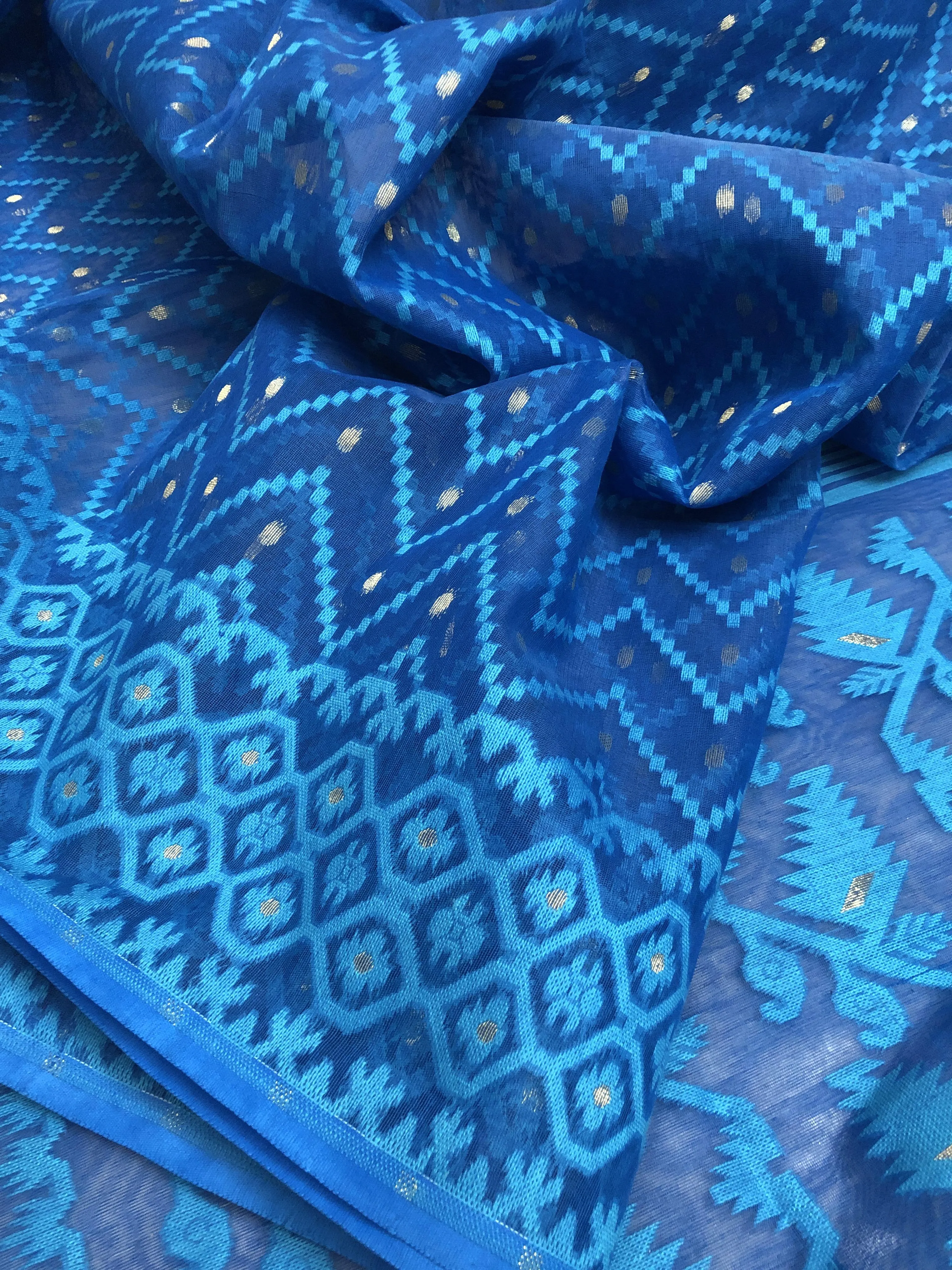 Yale Blue Color Jamdani Saree