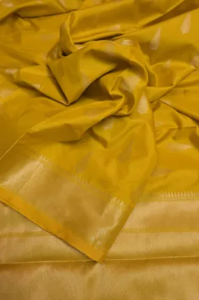 Yellow Color Chanderi Silk Banarasi Saree with Zari Border and Buti Work