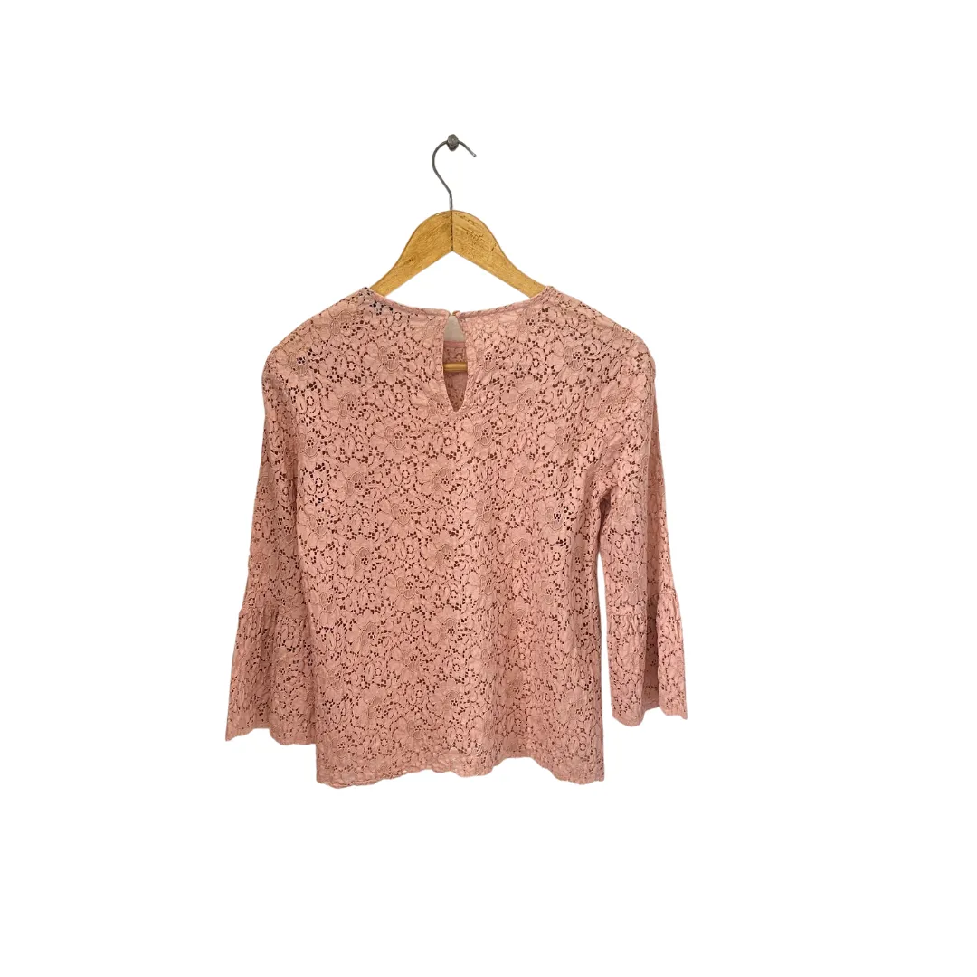 ZARA Pink Lace Bell-sleeves Blouse | Gently Used |